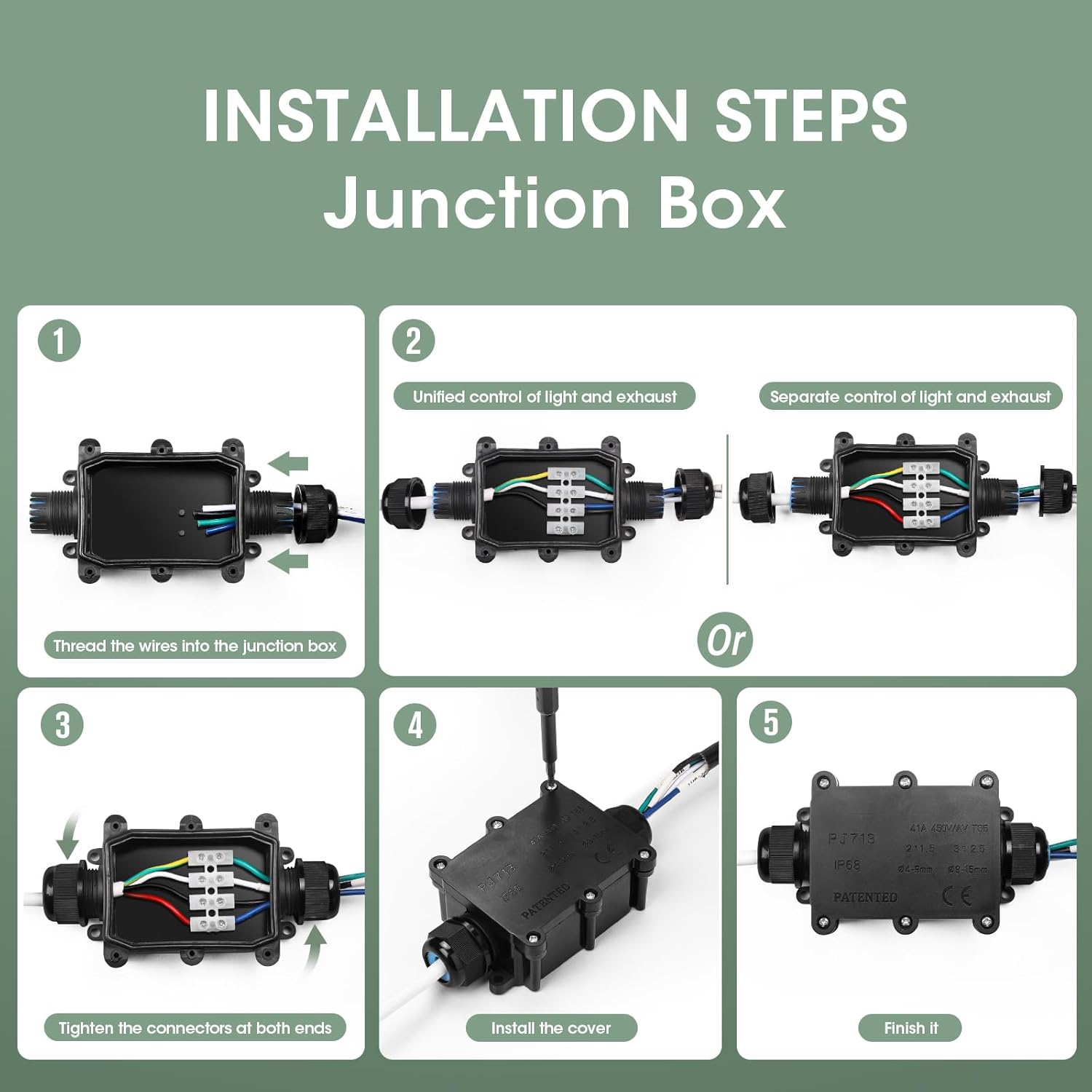 FASDUNT Bathroom Exhaust Fan with Light, 120 CFM 1.0 Sones Bathroom Fan with Light Combo, Dimmable LED 3000K/4000K/5000K Selectable for Home Bath Office Hotel - Image 7