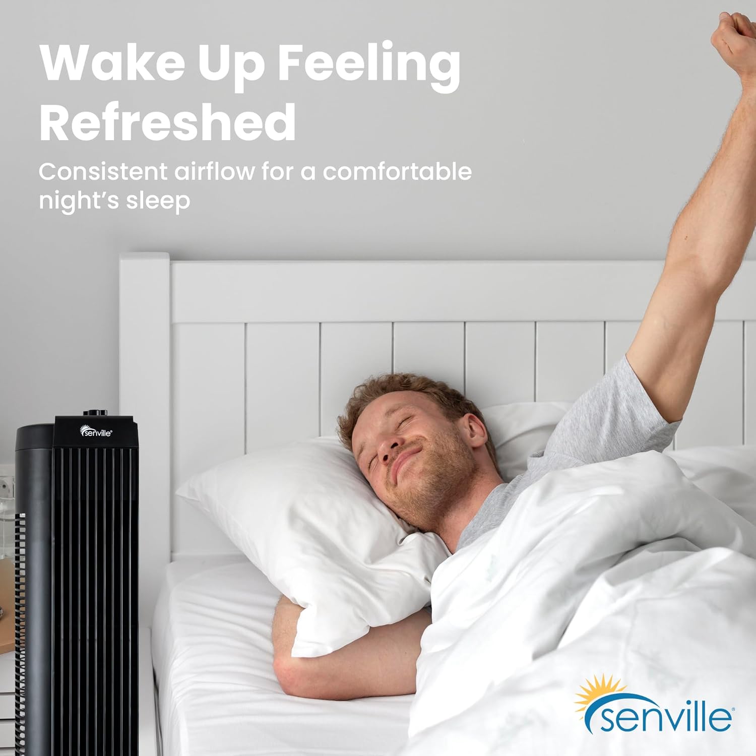 Senville 27" Standing Fan for Bedroom and Home with 60° Oscillation, 3 Speed, Compact Space-Saving Design, SENFZ10-19M - Image 7