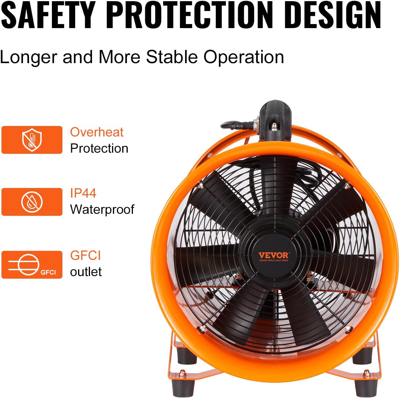 VEVOR Portable Ventilator, 12 inch Heavy Duty Cylinder Fan with 16.4ft Duct Hose, 585W Strong Shop Exhaust Blower 3198CFM, Industrial Utility Blower for Home/Workplace - Image 5