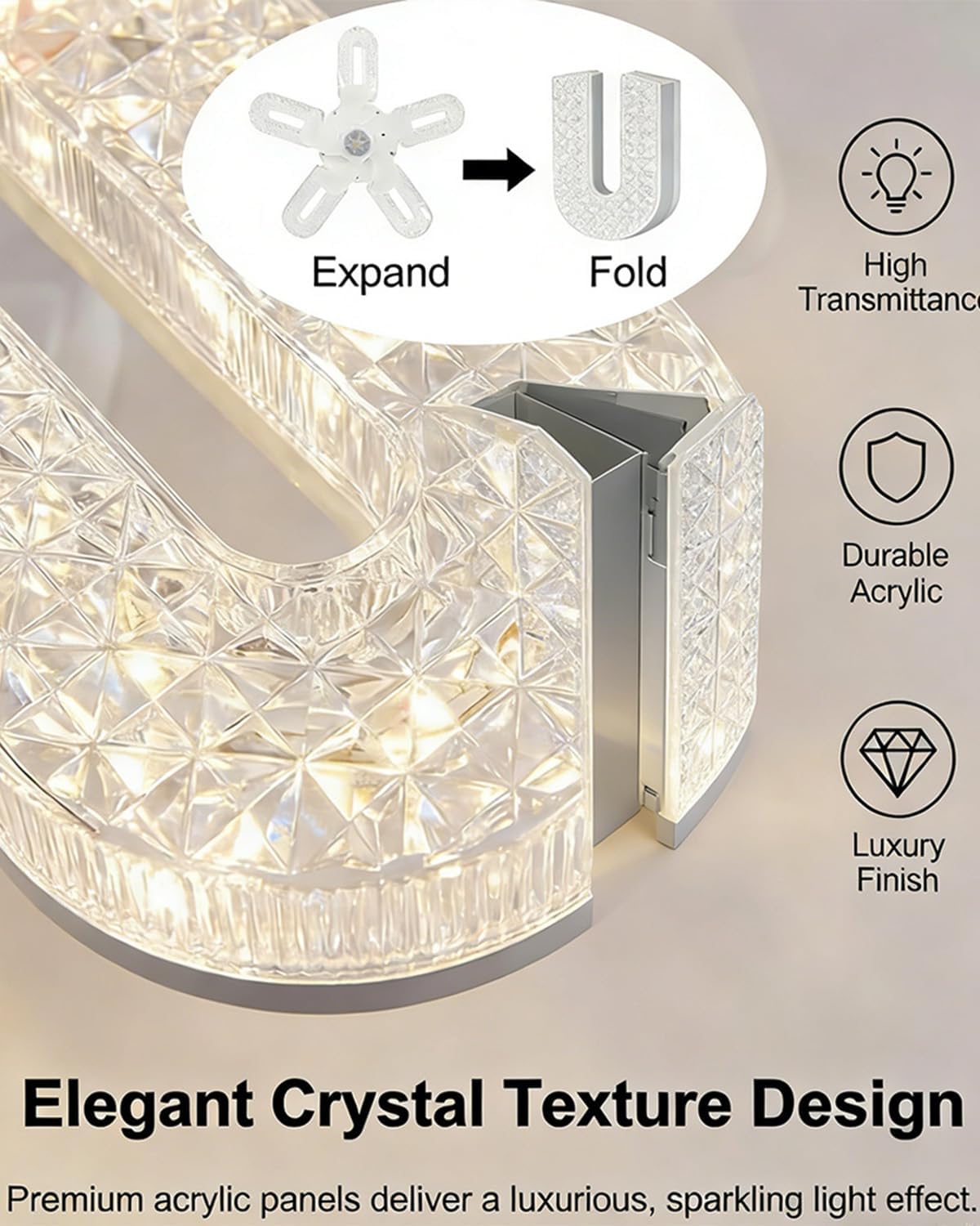 Crystal-Effect LED 5-Blade LED Fan Light, 12" Crystal Fan Light with Dimmable LED, Decorative Chandelier Small Ceiling Fan with Remote Control & Timer, Keeping You Cool and Sparkling - Image 6