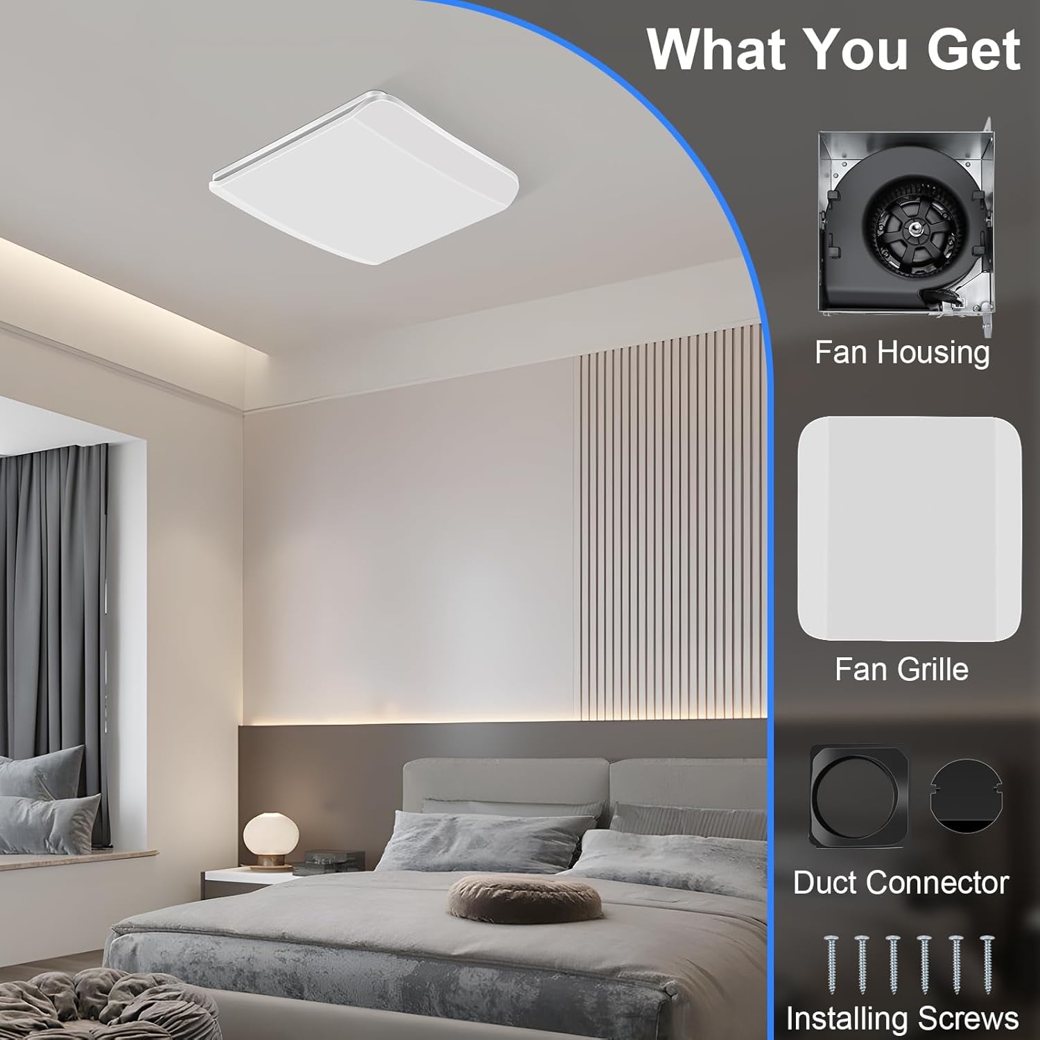 Bathroom Exhaust Fan 110 CFM, Ceiling Mount Bathroom Fan for Home Office Hotel, 1.5 Sones Quiet, Square, white, Diameter 4 inch Exhaust Hole - Image 7