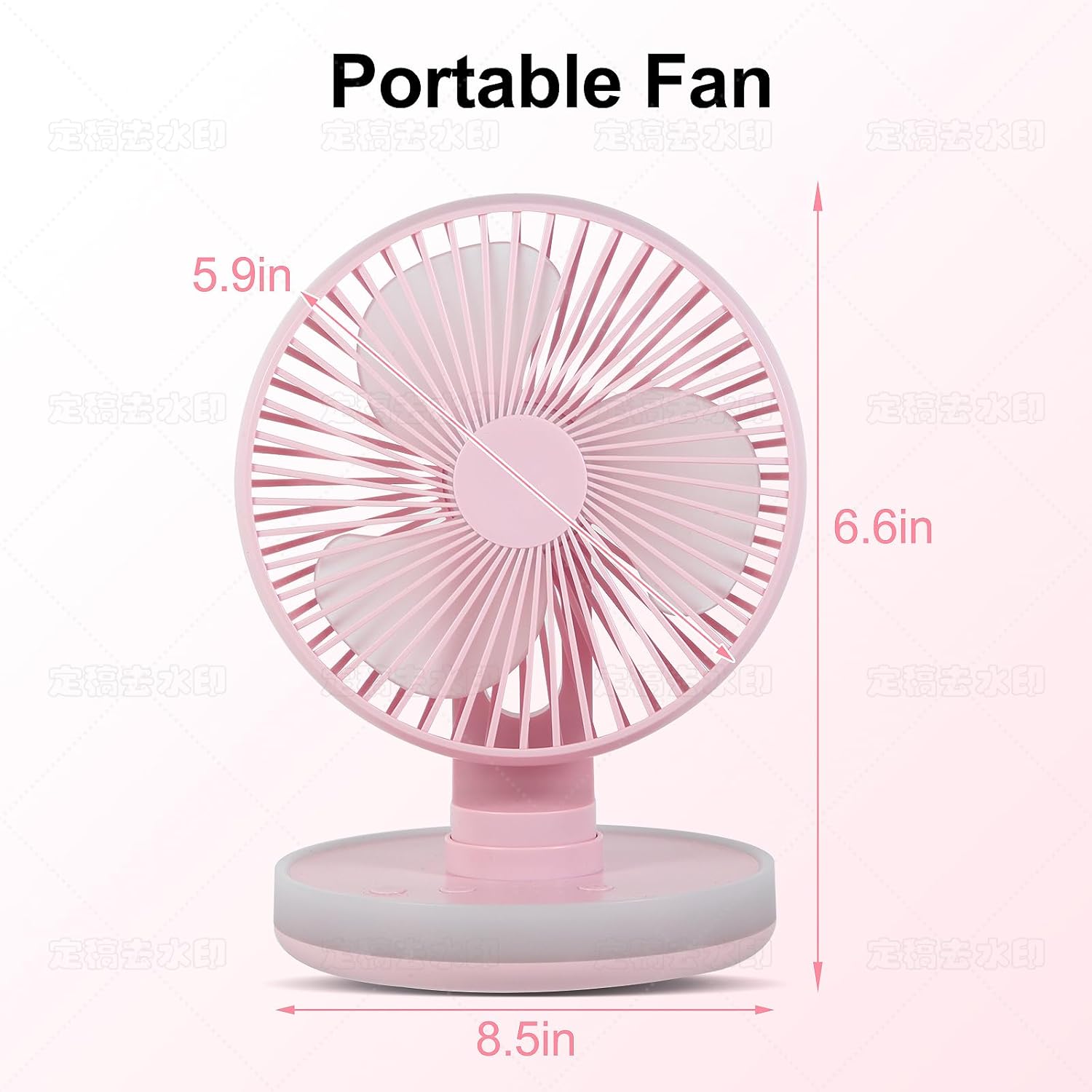 Small Desk Fan With Night Light, Auto Oscillating Table Fan With 3000mAh Rechargeable Battery, USB Personal Fan With 4 Speeds Wind, Adjustable Desktop Fan For Home, Office Bedroom, Camping (pink) - Image 2