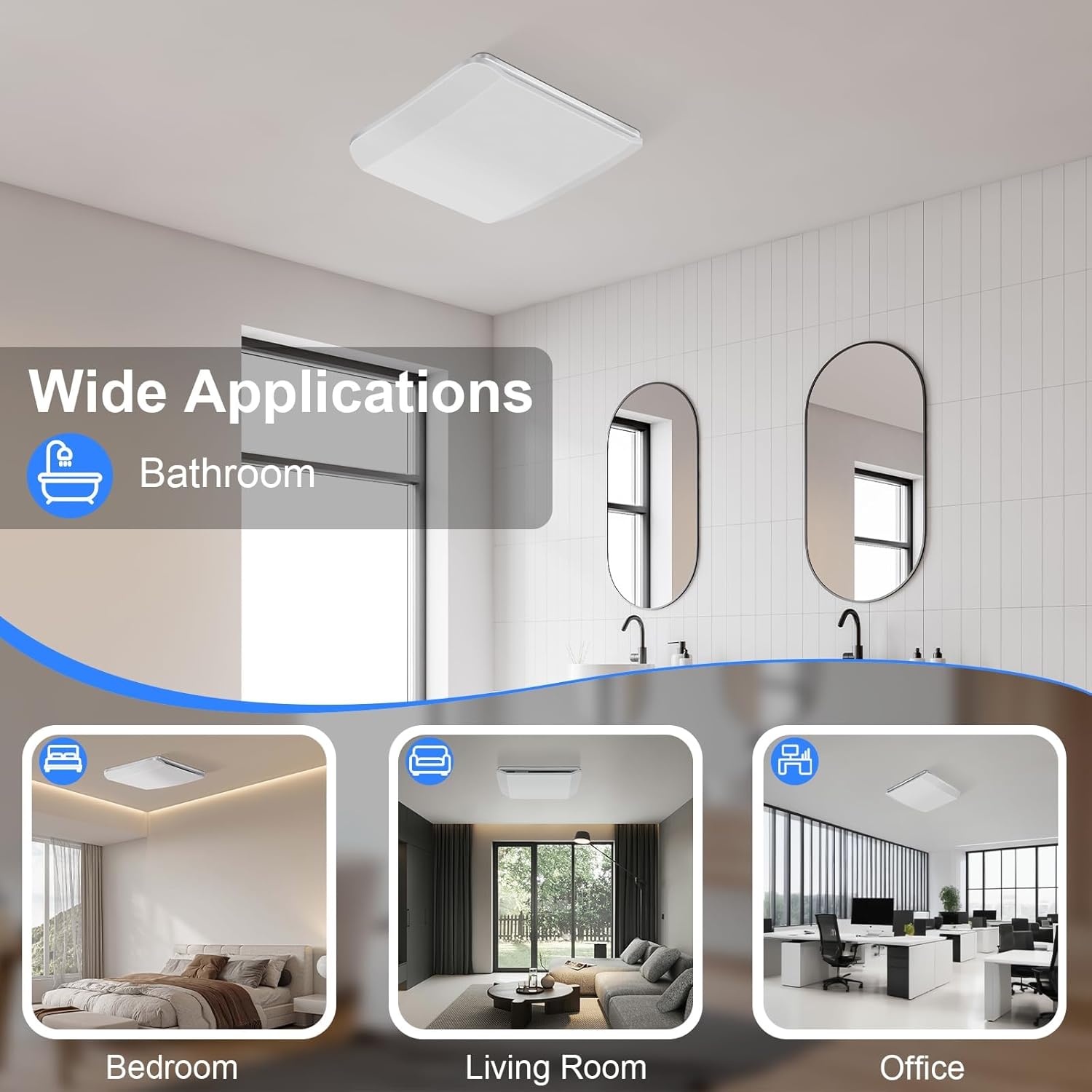 Bathroom Exhaust Fan 110 CFM, Ceiling Mount Bathroom Fan for Home Office Hotel, 1.5 Sones Quiet, Square, white, Diameter 4 inch Exhaust Hole - Image 8