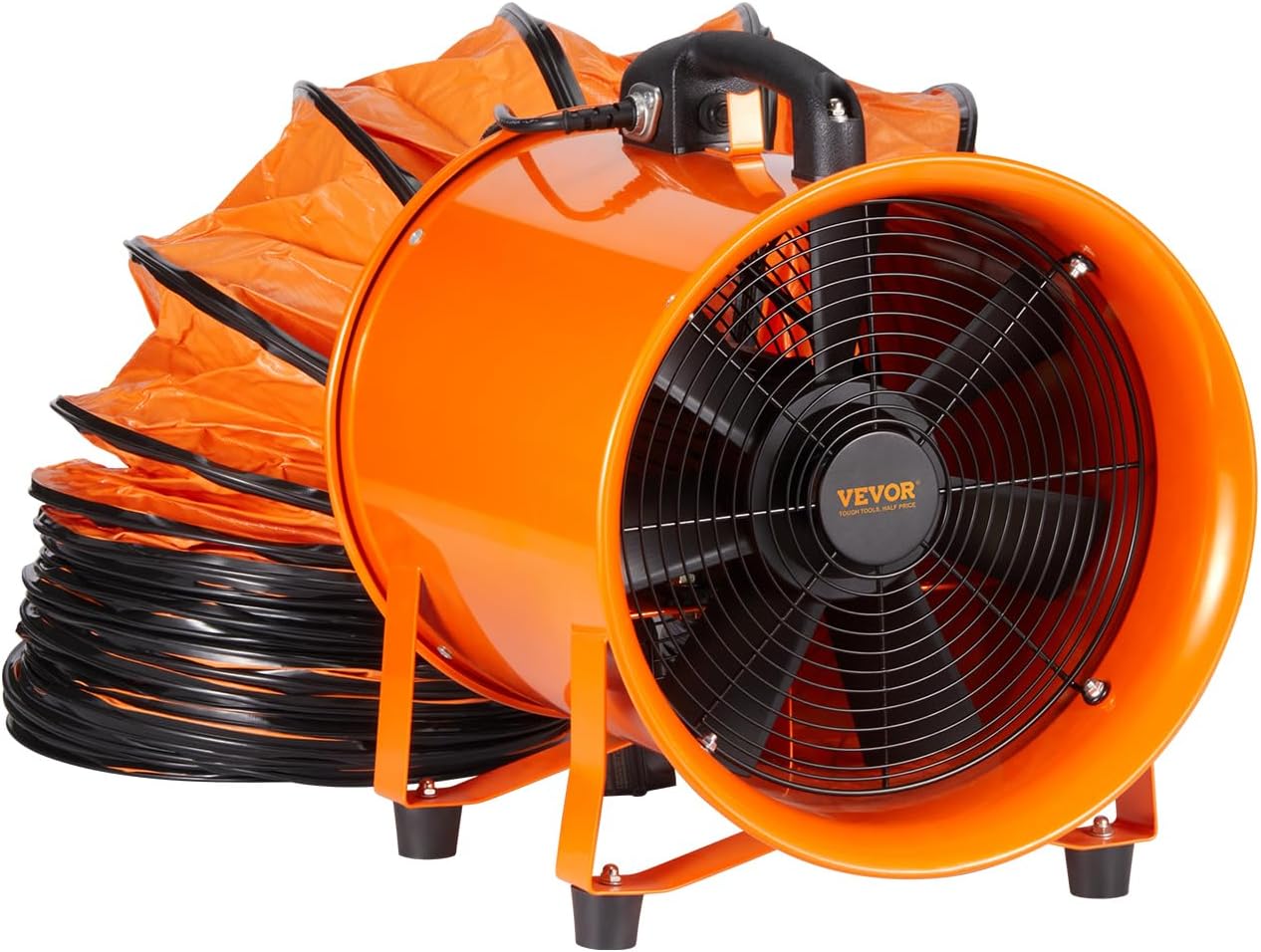 VEVOR Portable Ventilator, 12 inch Heavy Duty Cylinder Fan with 16.4ft Duct Hose, 585W Strong Shop Exhaust Blower 3198CFM, Industrial Utility Blower for Home/Workplace - Image 9