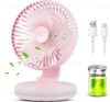 Small Desk Fan With Night Light, Au...