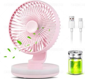 Small Desk Fan With Night Light, Au...