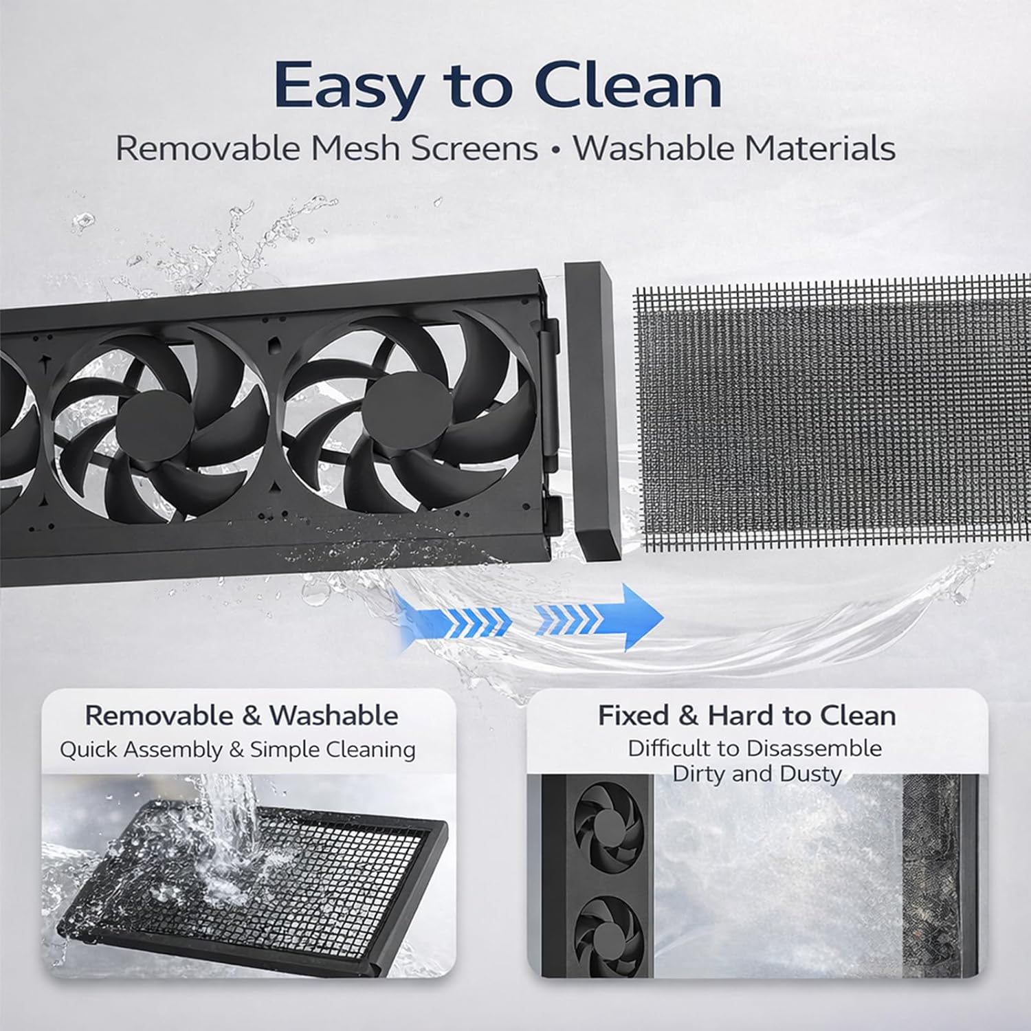 Adjustable Window Exhaust Fan with Speed Controller, Low Noise Window Ventilation Fan, No-Drill Window Fan with Removable Mesh Screen, Waterproof Vent Fan for Kitchen Bathro black 21.6-23.6in/55-60cm - Image 7