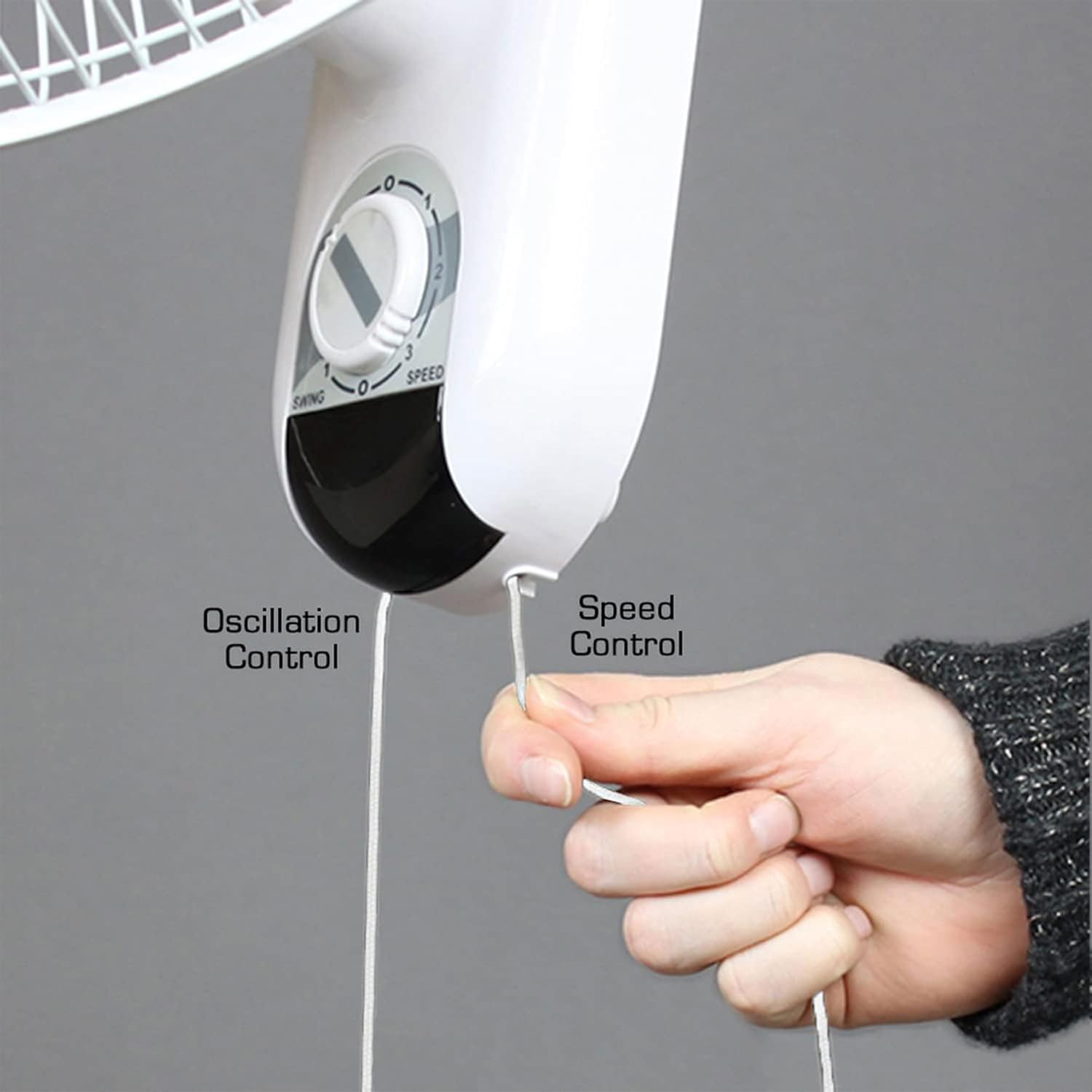 Hurricane Classic Oscillating Wall Mount Fan w/ 3 Quite Speeds, White, 16" - Corded Electric Air Cooling Unit w/Easy Pull Cord Controls for Home, Grow Tents, Offices, Sheds, Studios, Garages & Dorms - Image 5