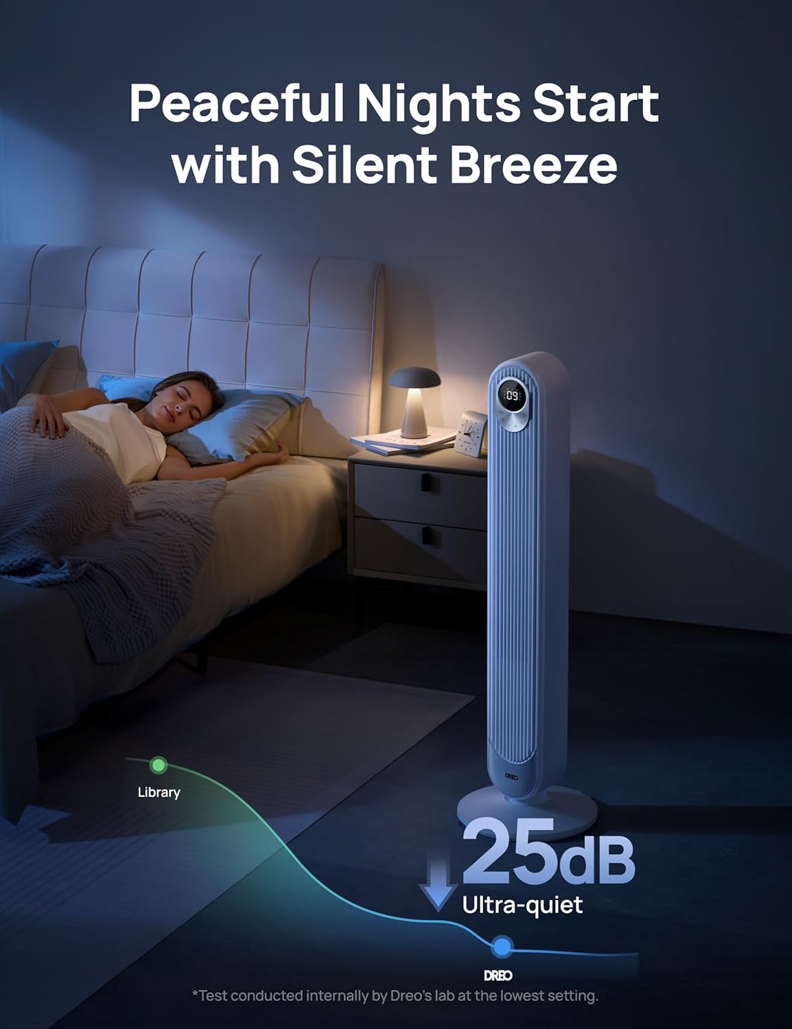 DREO Tower Fan 42 Inch, Cruiser Pro T1 Quiet Oscillating Bladeless Fan with Remote, 6 Speeds, 4 Modes, LED Display, 12H Timer, White Floor Standing Fan Powerful for Indoor Home Bedroom Office Room - Image 3