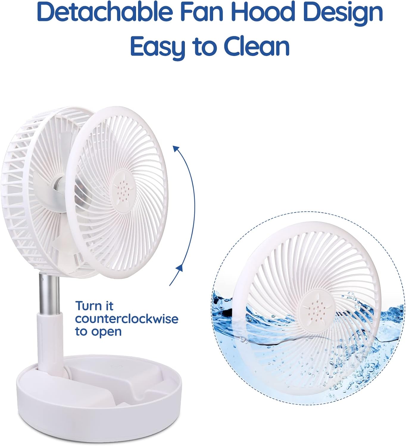 Primevolve Portable Battery Operated Standing Fan, Rechargeable USB Personal Floor Fan with Remote, Adjustable Height, White 7.7" Non-Oscillating - Image 7