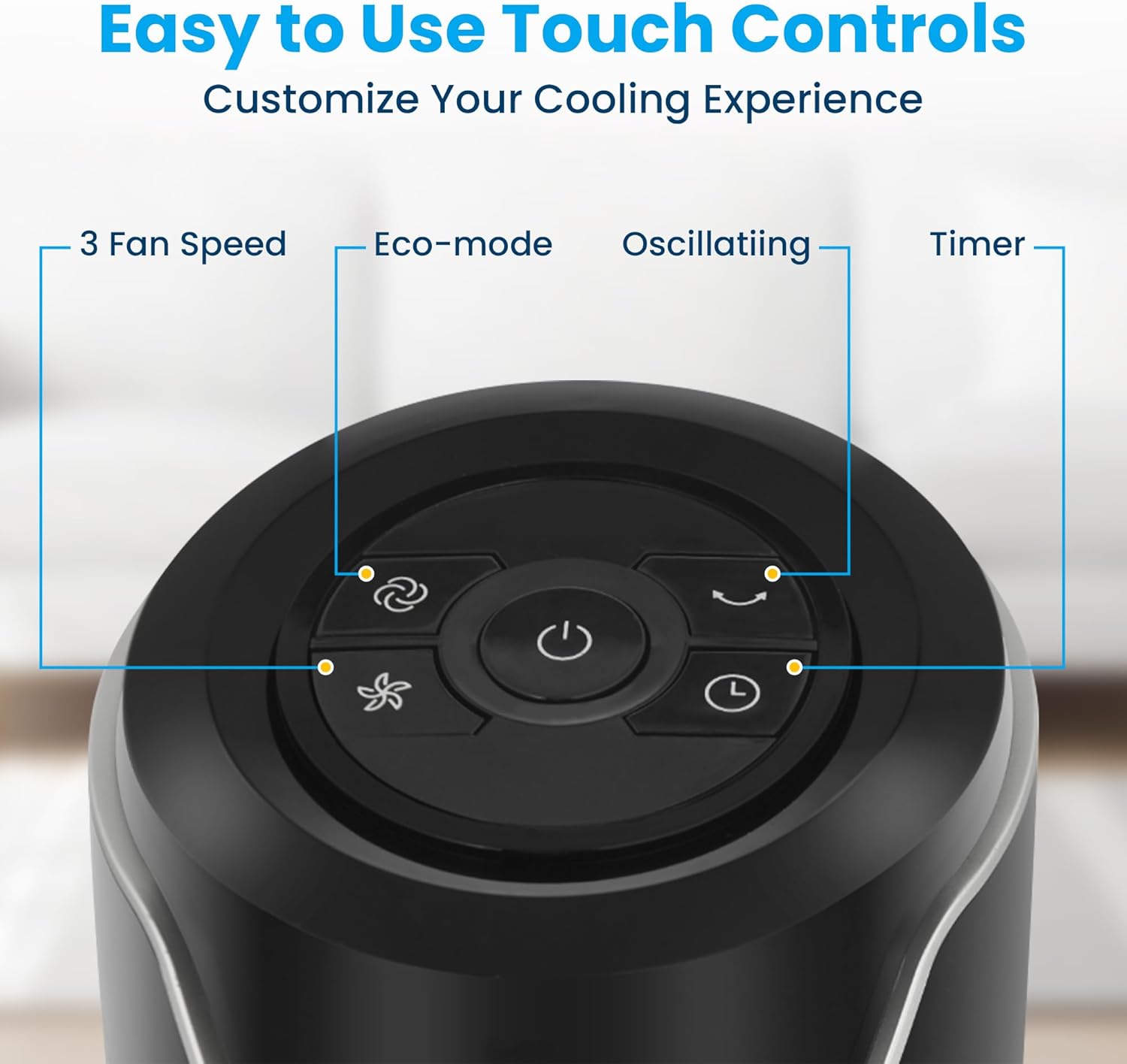 Senville 42" Oscillating Tower Fan for Bedroom, Remote, Bladeless, Quiet, 3 Modes, 7-Hour Timer, LED Display, Black - Image 3