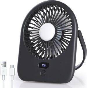 Desk Fan with LED Light – 5 S...