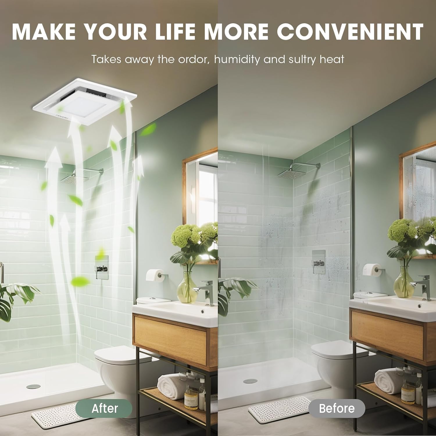 FASDUNT Bathroom Exhaust Fan with Light, 120 CFM 1.0 Sones Bathroom Fan with Light Combo, Dimmable LED 3000K/4000K/5000K Selectable for Home Bath Office Hotel - Image 6