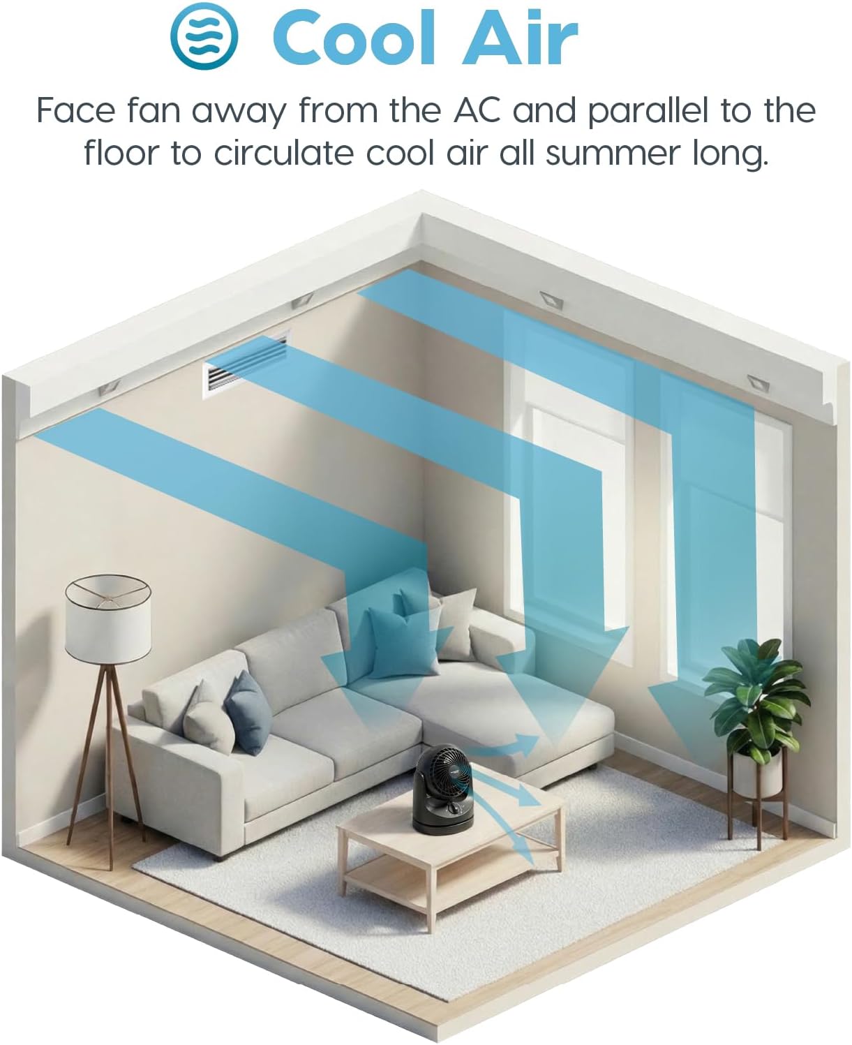 IRIS USA WOOZOO Desk Fan, Oscillating Table Air Circulator, 3 Speeds, 32ft Max Air Distance, 112° Adjustable Tilt, 27.5db Low Noise Motor, Small Fan for Bedroom, Office, Dorm, Black - Image 4