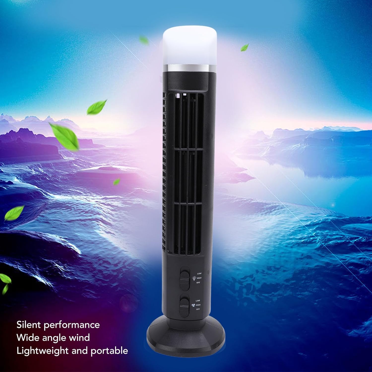 Tower Fan for Bedroom, 90° Oscillating Standing Fan with Adjustable Speed, 34dB Quiet Desktop USB Bladeless Fan with Night Light for Home Bedroom Office - Image 5