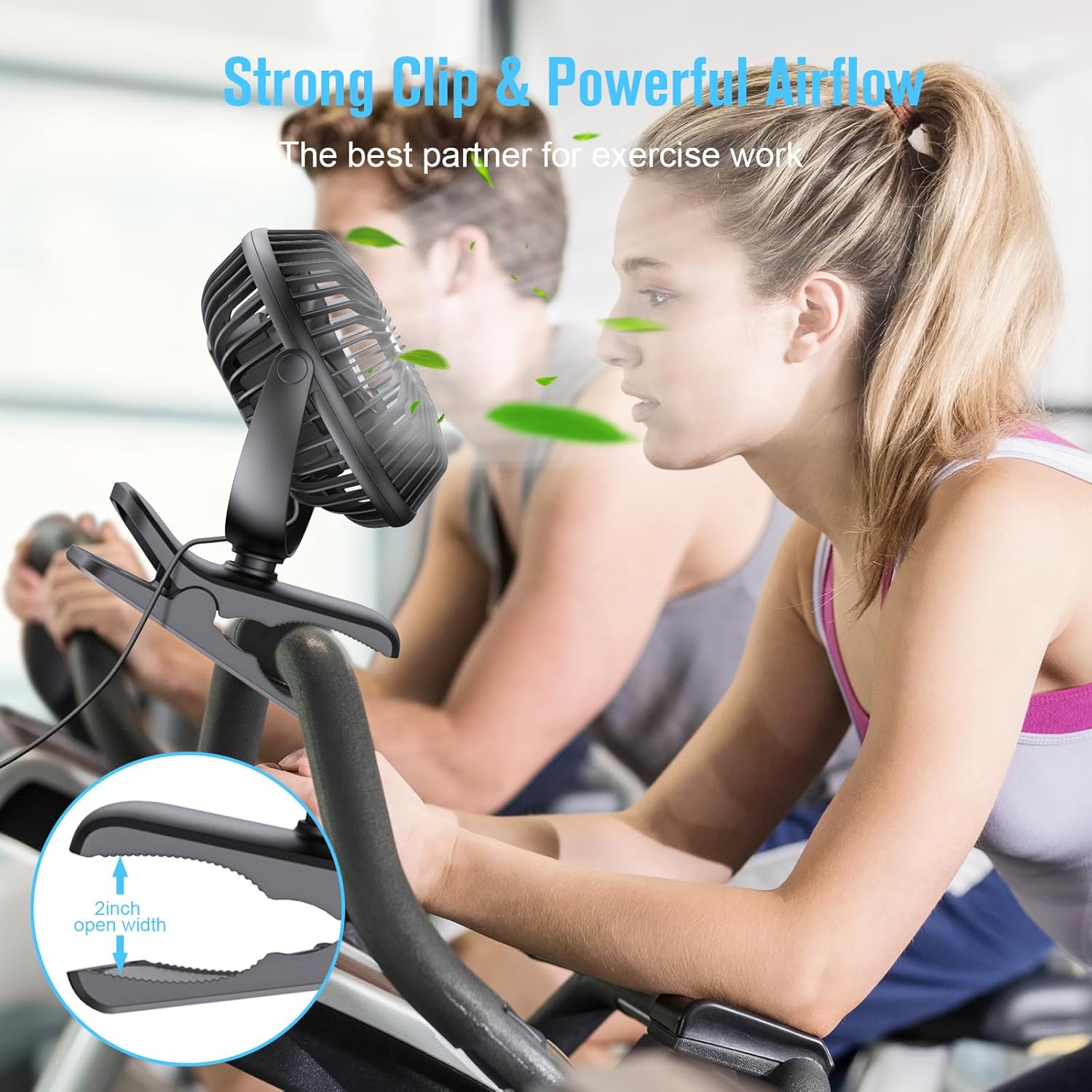 HONYIN Clip on Fan, 720° Rotation Small Desk & Clip Fan, Personal Cooling Fan with Sturdy Clamp, 3 Speeds, Quiet Little Fan by USB Plug In, for Bedroom Office Desktop Treadmill - Image 2