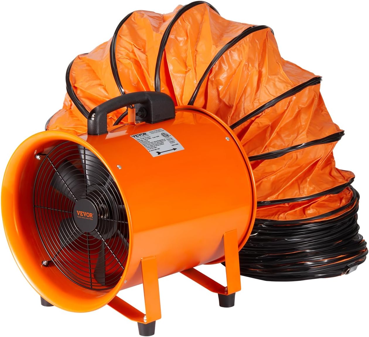VEVOR Portable Ventilator, 12 inch Heavy Duty Cylinder Fan with 16.4ft Duct Hose, 585W Strong Shop Exhaust Blower 3198CFM, Industrial Utility Blower for Home/Workplace