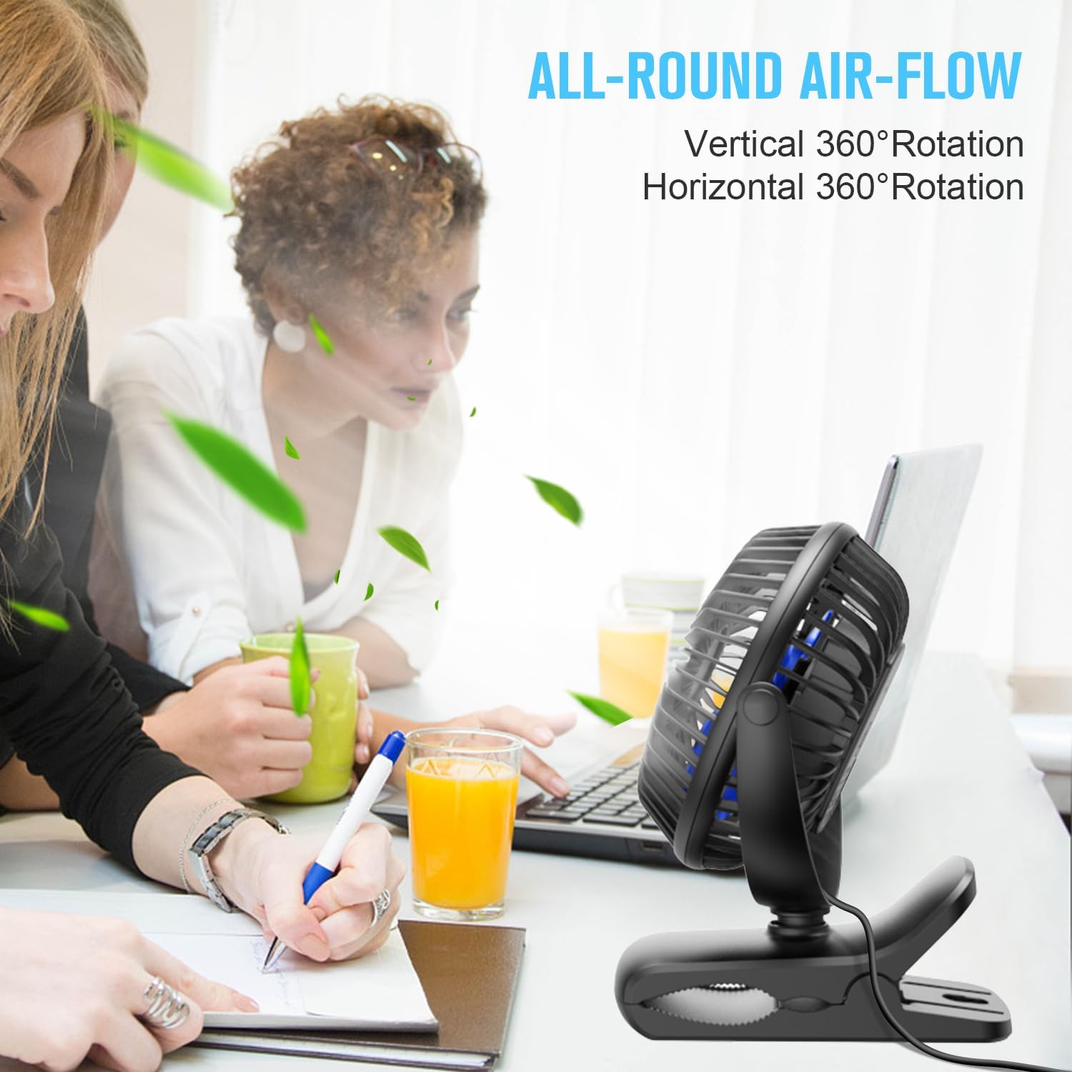 BESKAR USB Powered Clip on Fan, Portable Small Fan with Cord, 3 Speeds Strong Airflow, Personal Fan with Sturdy Clamp, Quiet Desk Fan & Clip Fan - Image 5