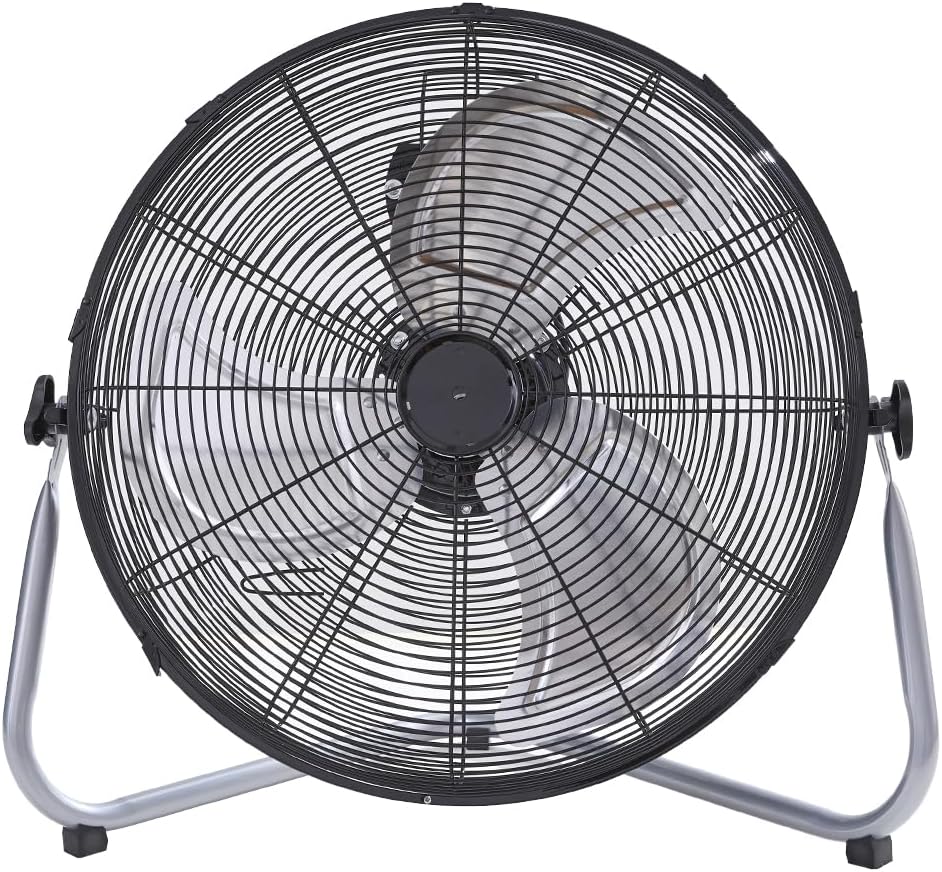 16 Inch High Velocity Metal Floor Drum Fan, 4500 CFM Heavy Duty Industrial Shop Fan, 3 Speed, 180 Degree Tilt, Wall Mounted & Floor Design Industrial Fan (16-Inch)