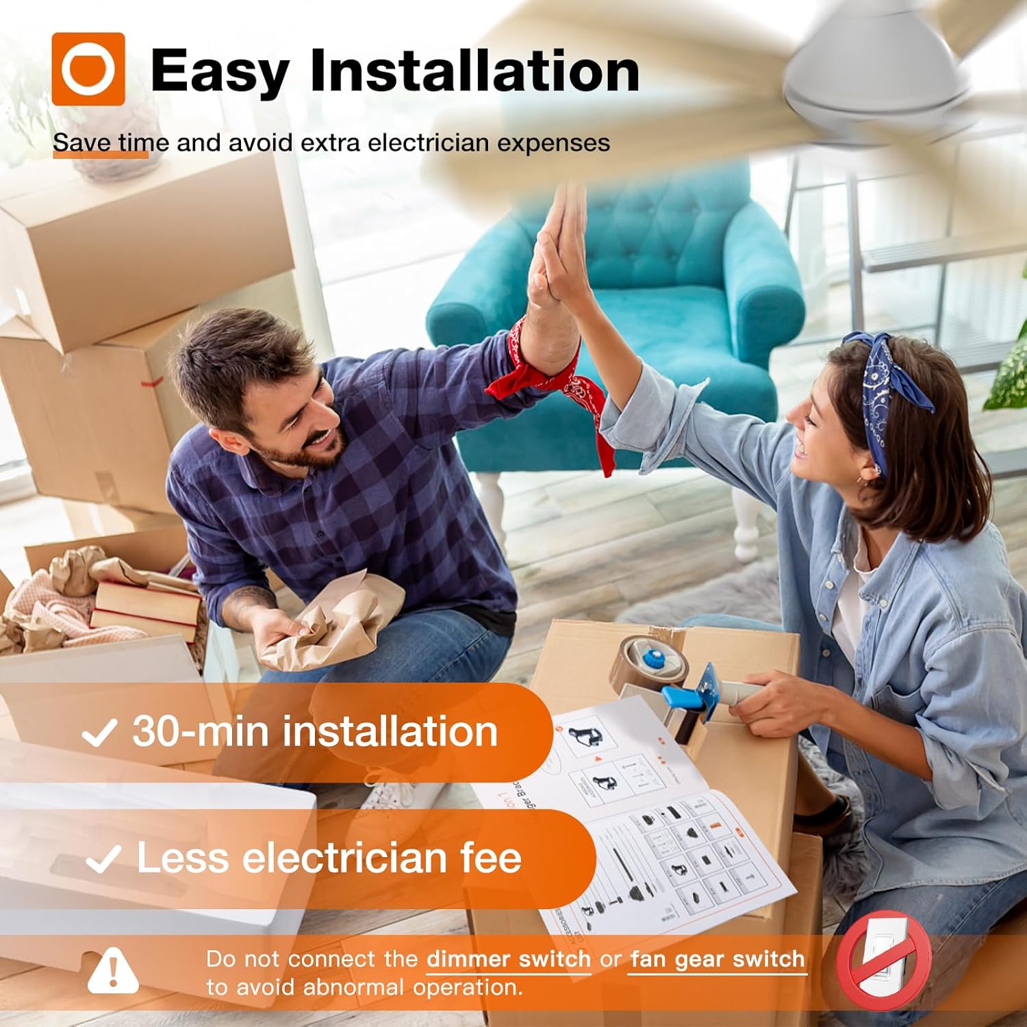 addlon Ceiling Fans with Lights, 42 Inch Low Profile Ceiling Fan with Light And Remote Control, Flush Mount, Reversible, 3CCT, Dimmable, Quiet, White Small Ceiling Fan for Bedroom Indoor/Outdoor Use - Image 7