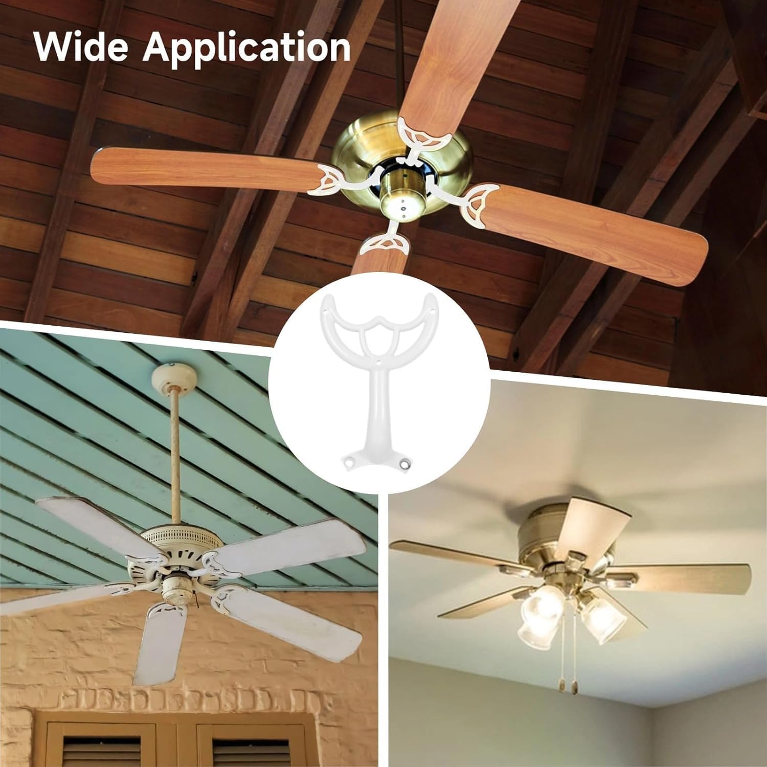 Ceiling Fan Blades Arms Replacement, 52" White Finish Ceiling Fan Blade Mounting Bracket Support Holders Replacement Parts for Replacing The Worn Fans Blades (White) - Image 7