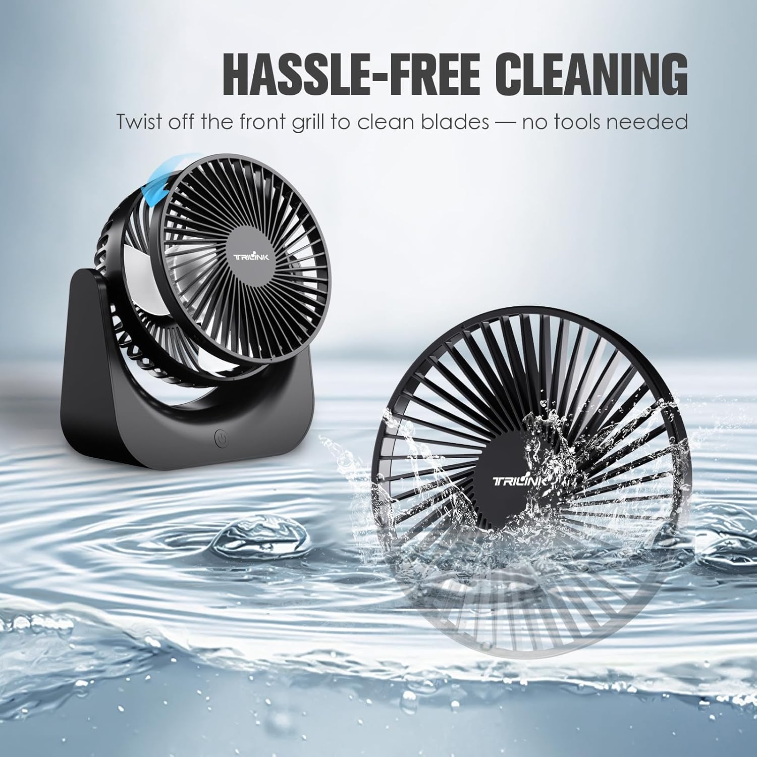 TRILINK Small USB Desk Fan – 5-Speed Mini Table Fan with Adjustable Tilt, Ultra Quiet, USB Powered, Portable Cooling Fan for Home, Desktop, Bedroom, Bed, Office, Travel, and Camping (Black) - Image 5