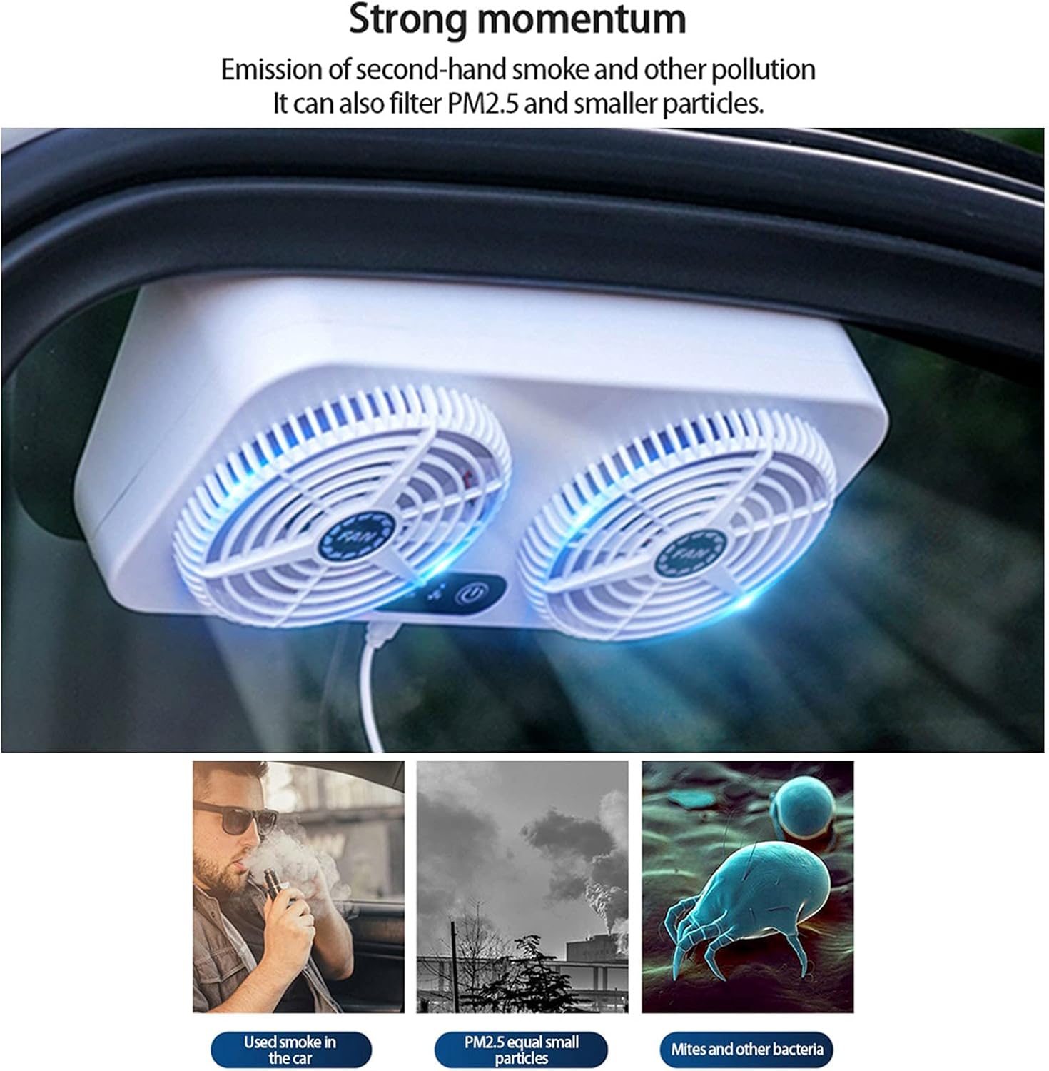 2.4v 5w Usb Twin Window Fan, Charging Air Vent Exhaust Small Window Fan, 3 Levels Adjustable Window Fans with Exhaust Intake Install to Door Glass(equip Motor) - Image 8
