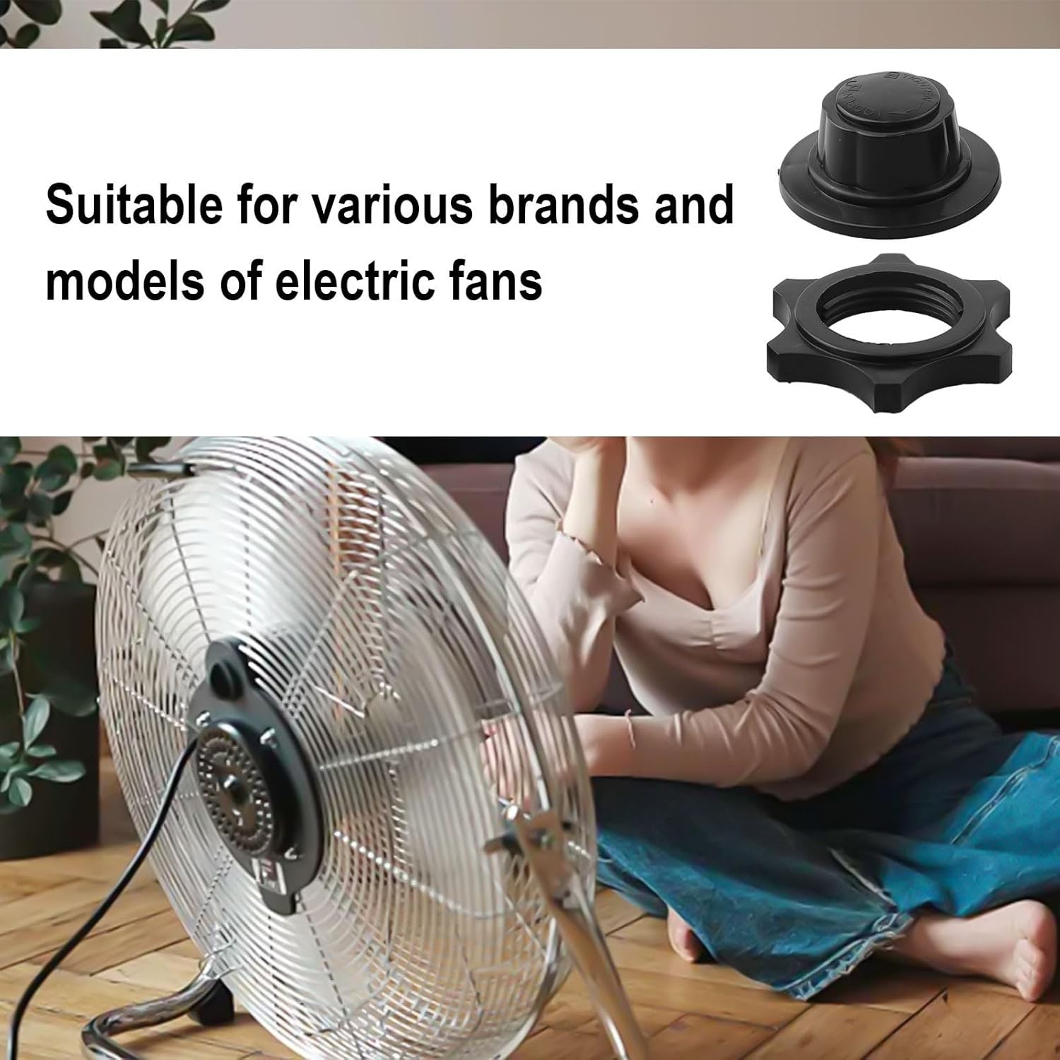 Electric Fan Nut Covers and Fixed Nuts Set – 4-Pack Plastic Fan Replacement Parts for Ceiling, Box & Oscillating Fans, 50x50x22mm Cover + 59mm OD Nut - Image 5