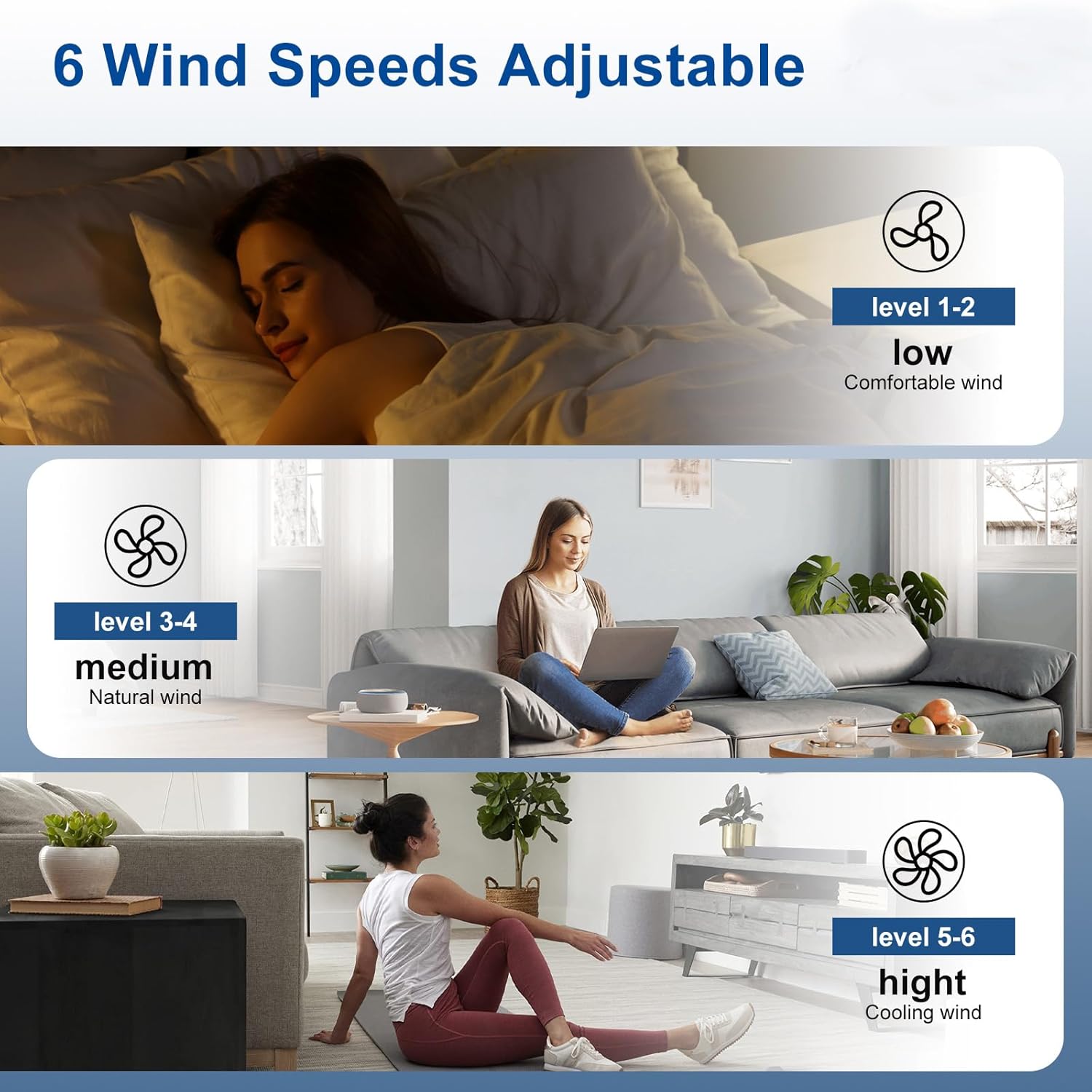 52-Inch Ceiling Fan with Light: Walnut 3 Blade Outdoor Fans for Patios - Dimmable Indoor Fan with Remote APP Control Ultra Quiet DC Motor Reversible 6 Speed Timer - Image 6