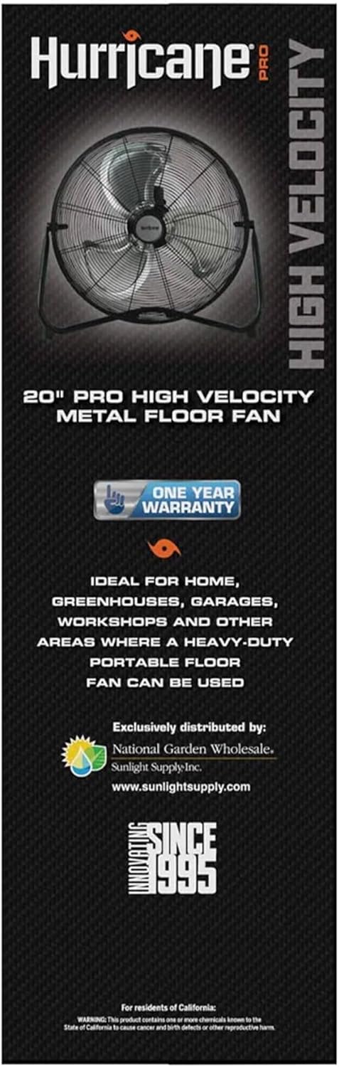 Hurricane Pro 20 Inch Aluminum High Velocity Heavy Duty Metal Floor Blade Fan with 3 Customizable Speed Settings and Adjustable Tilt, 2-Pack, Black - Image 9