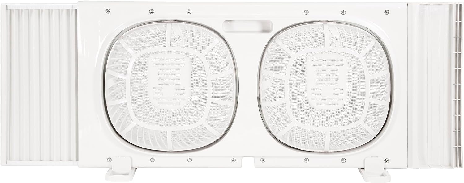 Comfort Zone Living Comfort 9" Dual Window Fan with 180° Rotating Fans, 2-Speeds, Plastic Removable Bug Screen, Individually Rotating Fan Heads, White - Image 4