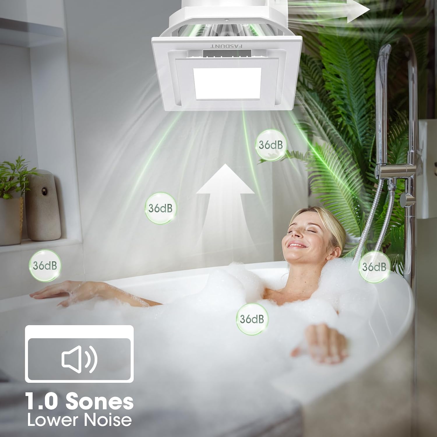 FASDUNT Bathroom Exhaust Fan with Light, 120 CFM 1.0 Sones Bathroom Fan with Light Combo, Dimmable LED 3000K/4000K/5000K Selectable for Home Bath Office Hotel - Image 4
