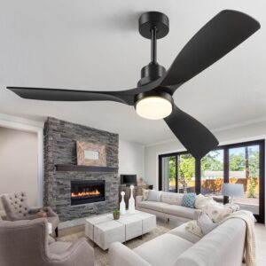 52 Inch Black Ceiling Fan, 3-Blade ...