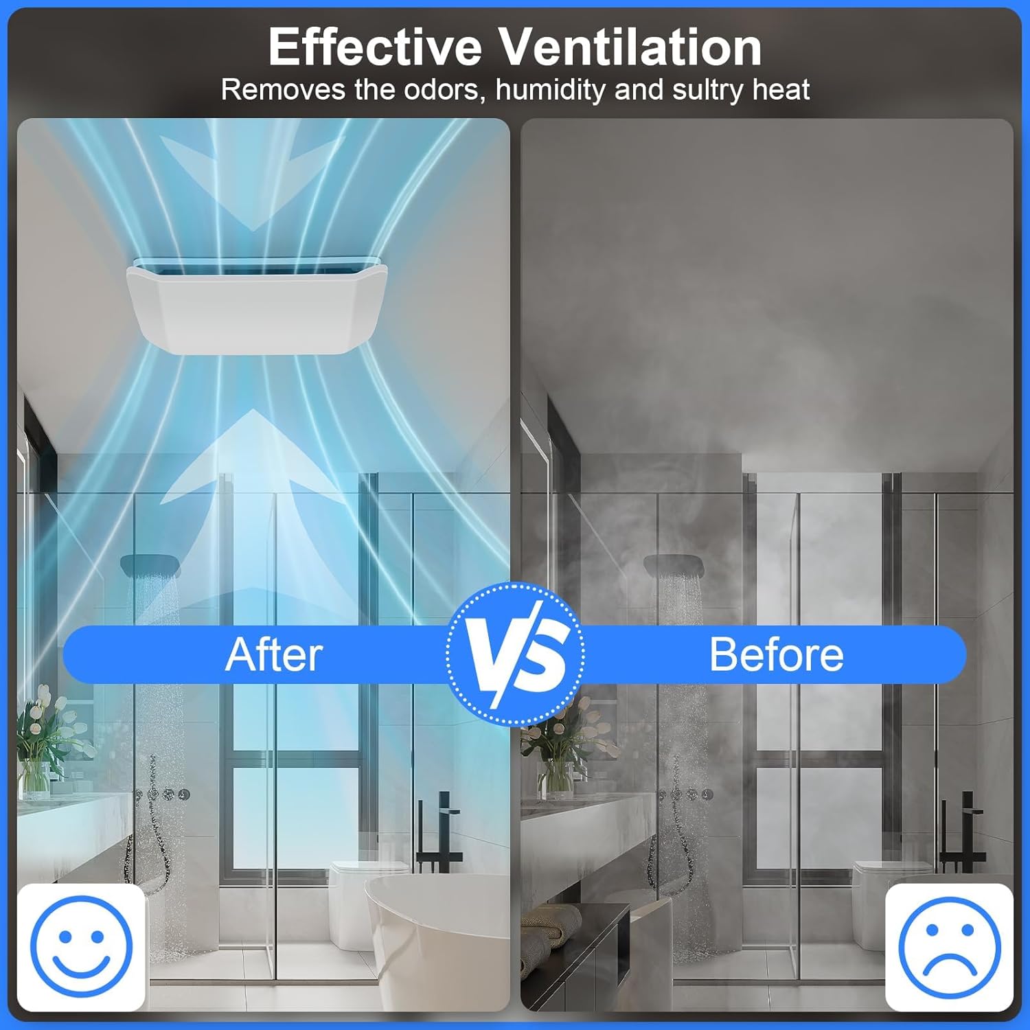 Bathroom Exhaust Fan 110 CFM, Ceiling Mount Bathroom Fan for Home Office Hotel, 1.5 Sones Quiet, Square, white, Diameter 4 inch Exhaust Hole - Image 4