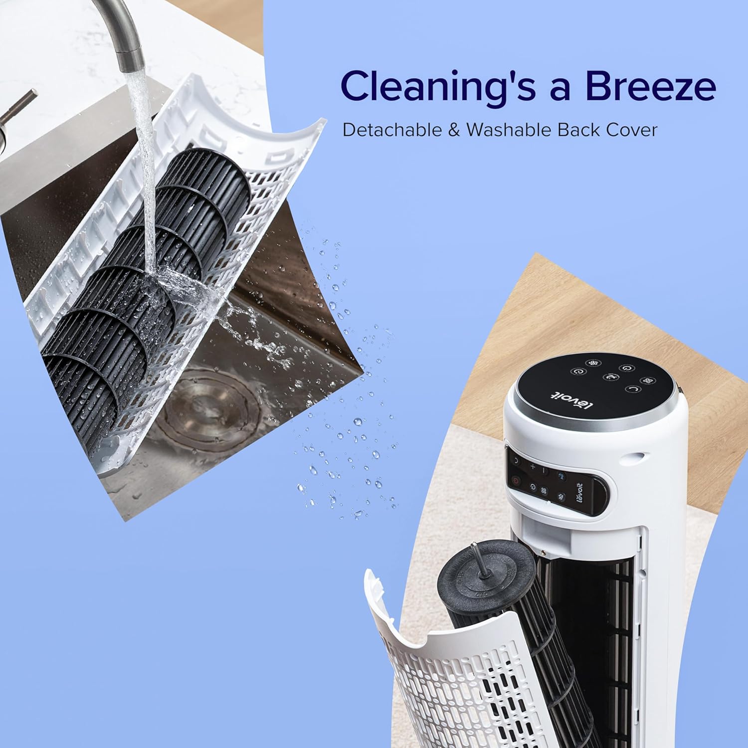 LEVOIT 25dB Tower Fan for Bedroom, 26ft/s Velocity Standing Fan, 90° Oscillating Cooling Fans for Home, 12 Speeds, LED Display, 4 Modes, 12H Timer, Bladeless, Remote Control, 36 inch - Image 5