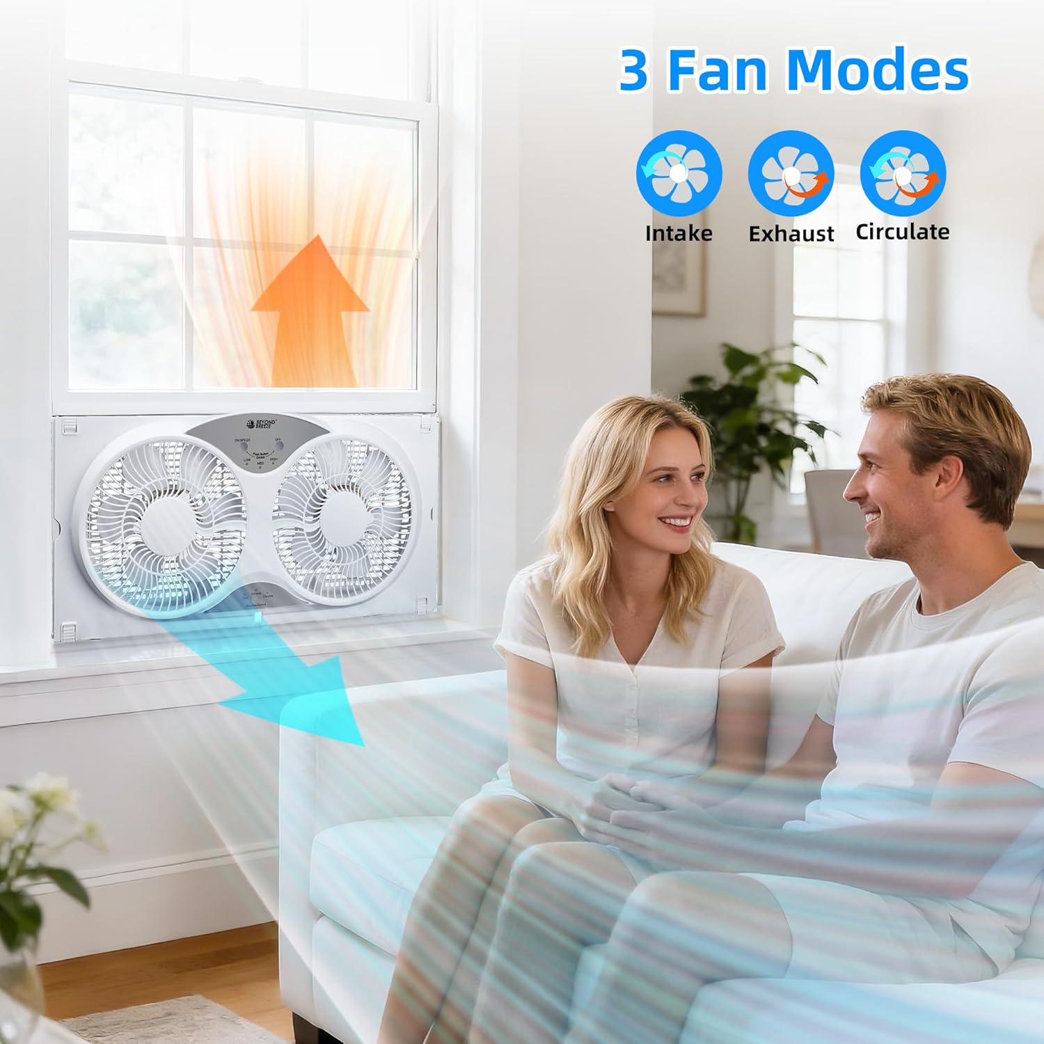 BEYOND BREEZE Window Fan Reversible Airflow, 9 Inch Dual Window Fan with 3-Speed 3 Modes, Remote Control Twin Window Fan 23.5" to 37" Adjustable Width for Bedroom, Kitchen, Home - Image 4
