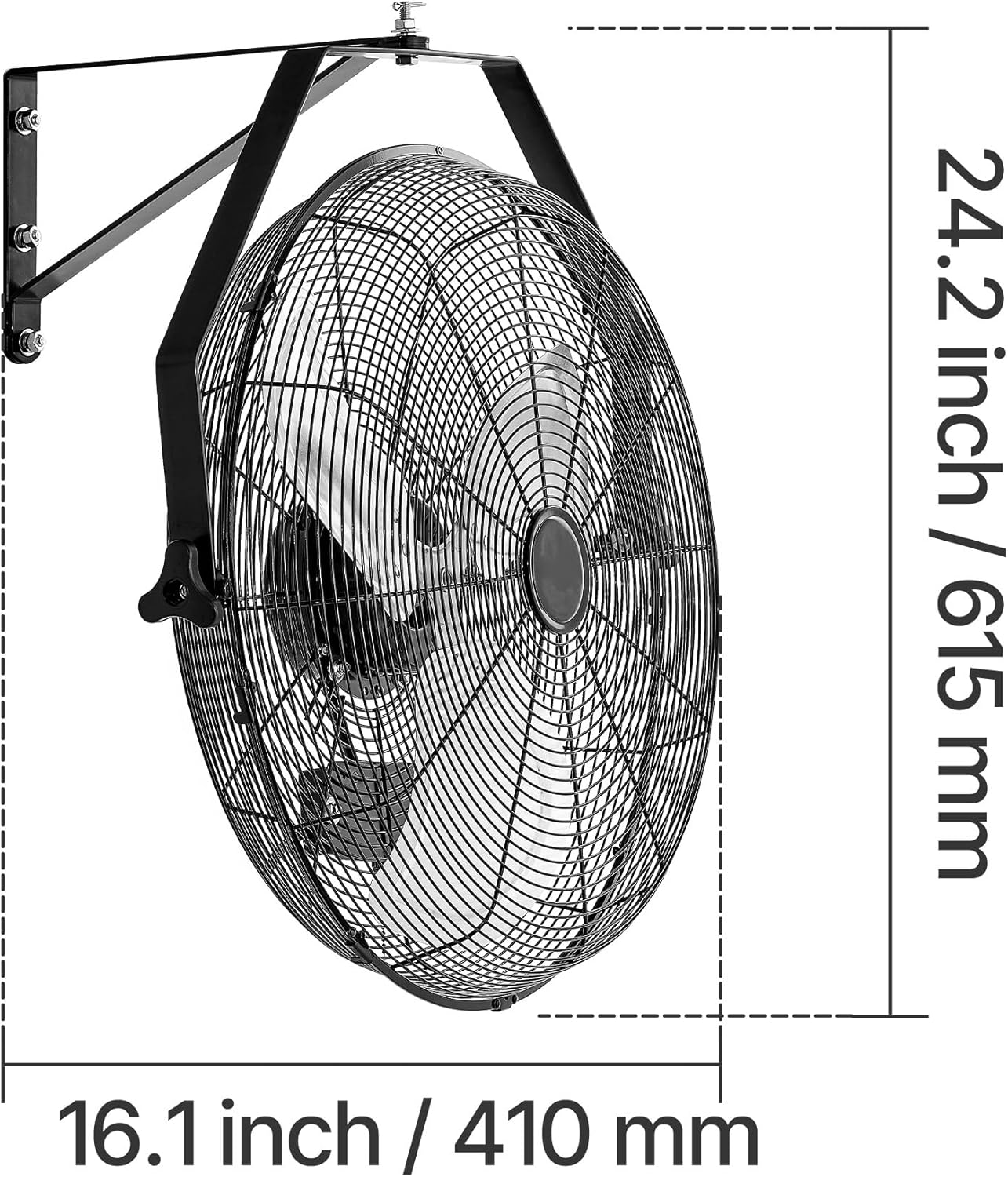 20-Inch Industrial Wall-Mounted Fan, High Airflow 4650 CFM Indoor Fan with Adjustable 3 Speeds, Durable Motor and Aluminum Blades for Garage, Workshop, Warehouse, Greenhouse - Image 8