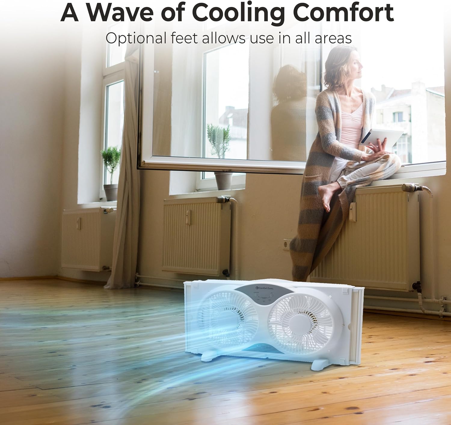 Comfort Zone CZ310R Twin Window Fan - Image 4