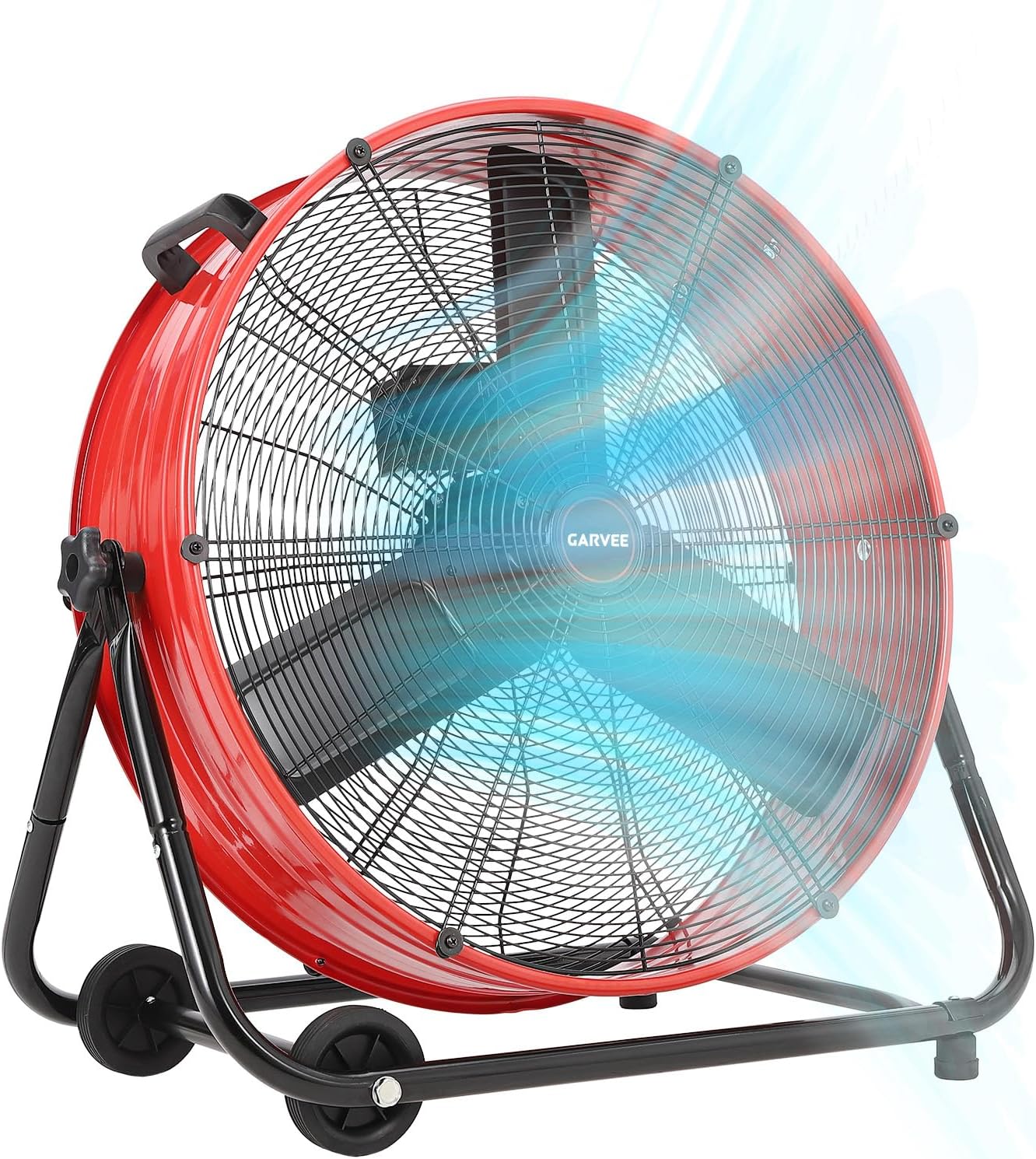 Garvee 24 Inch Industrial Drum Fan, Heavy Duty Metal High Velocity Floor Fan 8800 CFM, 3-Speed Portable Air Circulator with Wheels for Garage, Warehouse and Workshop - Image 8