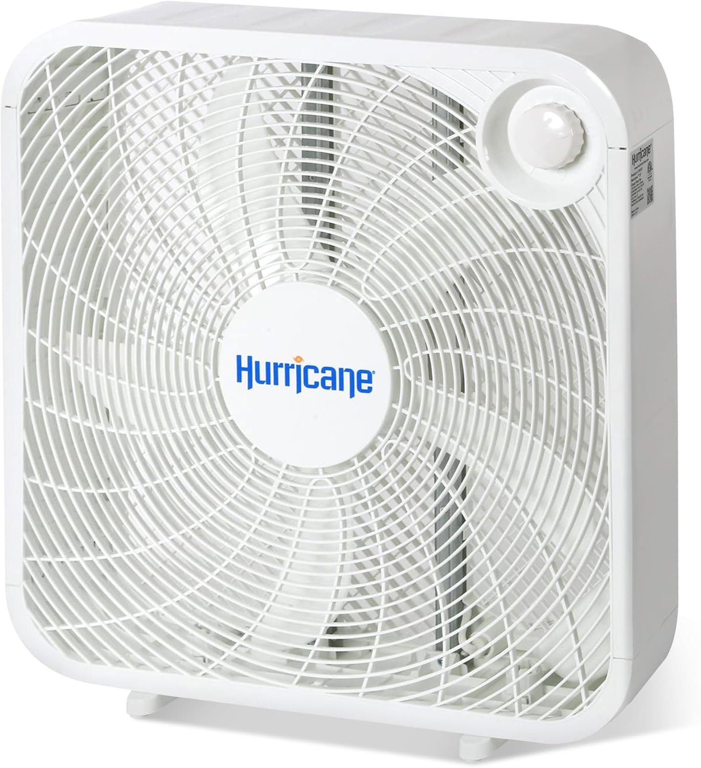 Hurricane Classic Floor Mount Box Fan w/ 3 Quiet Speeds, White, 20" - Corded Portable Electric Air Cooling Unit w/Powerful 2400 CFM Airflow for Home, Garage, Office, Bedroom & Basement