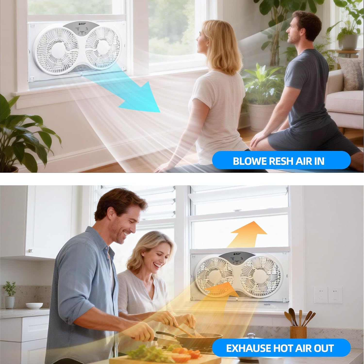 BEYOND BREEZE Window Fan Reversible Airflow, 9 Inch Dual Window Fan with 3-Speed 3 Modes, Remote Control Twin Window Fan 23.5" to 37" Adjustable Width for Bedroom, Kitchen, Home - Image 7
