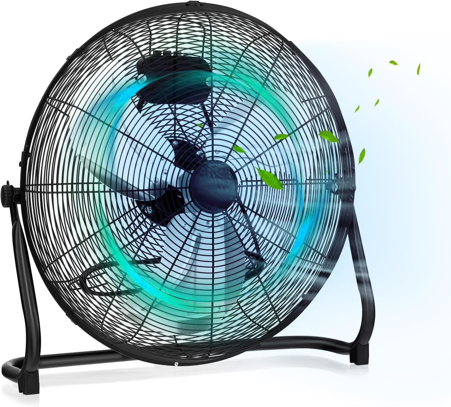 DORTALA 3-Speed High Velocity Floor Fan, 20 Inch Heavy Duty Metal Industrial Shop Fan with 145° Adjustable Tilt, for Commercial, Garage, Greenhouse, Warehouse, Workshop and Basement, Black