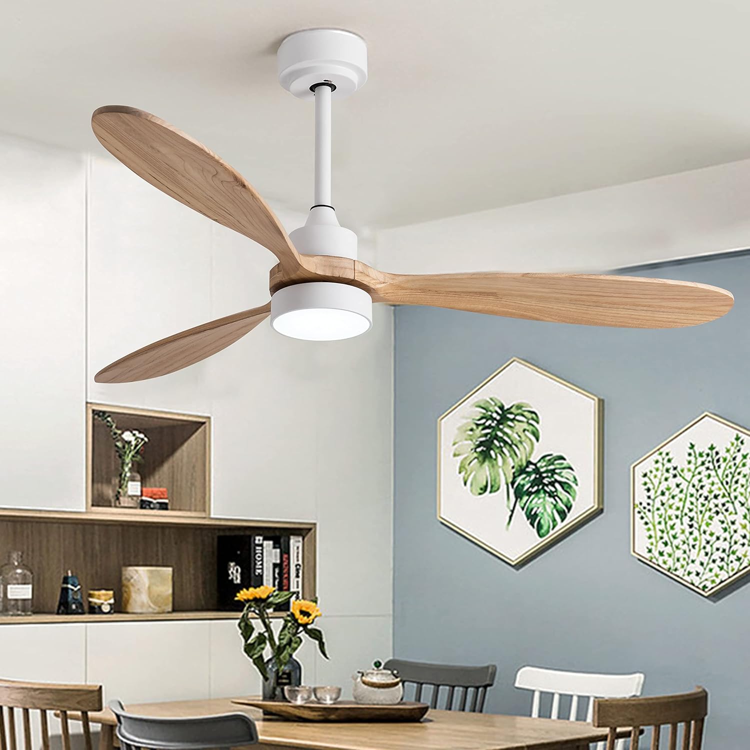GESUM Ceiling Fan with Light, 52" Wood Ceiling Fan with Light Remote Control,6 Speeds,Low Profile Ceiling Fan Light for Indoor/Outdoor - Image 7