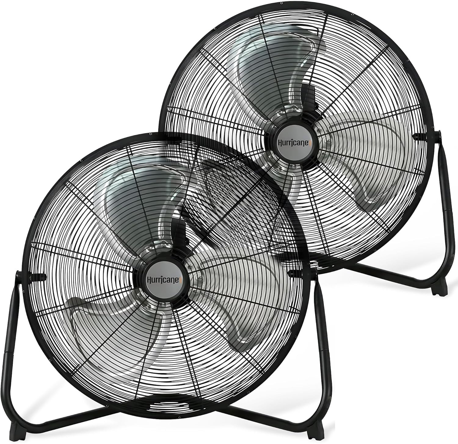 Hurricane Pro 20 Inch Aluminum High Velocity Heavy Duty Metal Floor Blade Fan with 3 Customizable Speed Settings and Adjustable Tilt, 2-Pack, Black