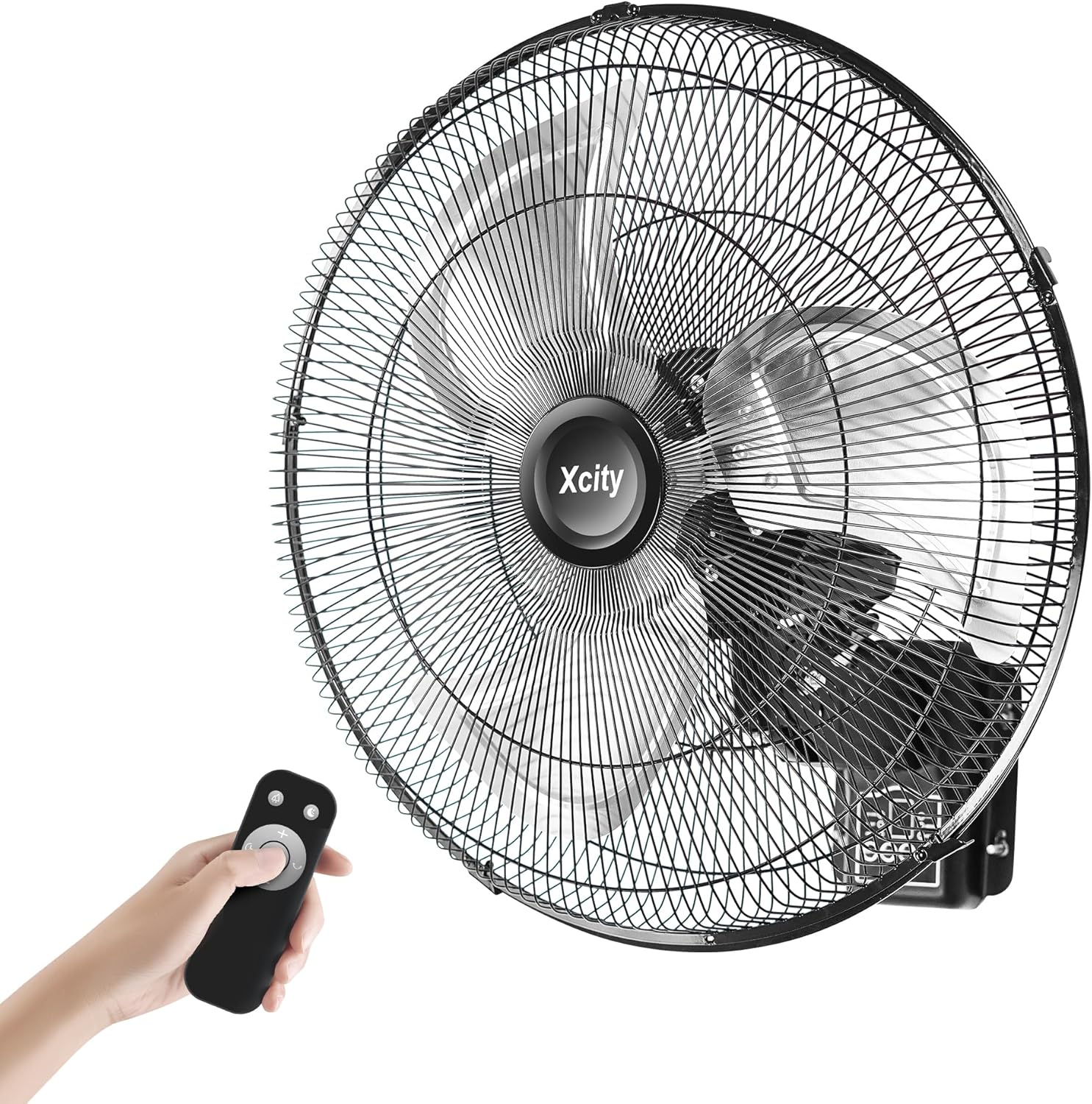 18" Oscillating Wall Mount Fan with Remote Control, 90° Auto Oscillation & Timer, Industrial Grade with 3 Speeds, Digital Display, Quiet Wall Mounted Fan for Home Gym, Garage, Workshop