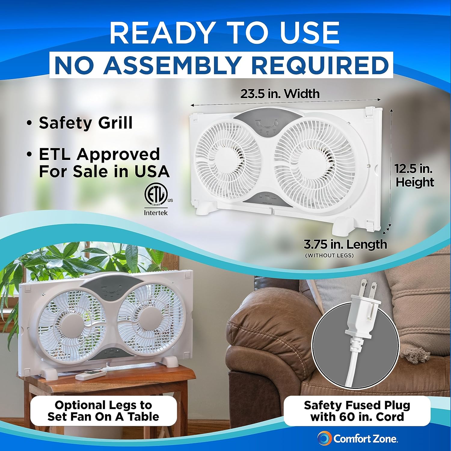 Comfort Zone CZ310R Twin Window Fan - Image 7