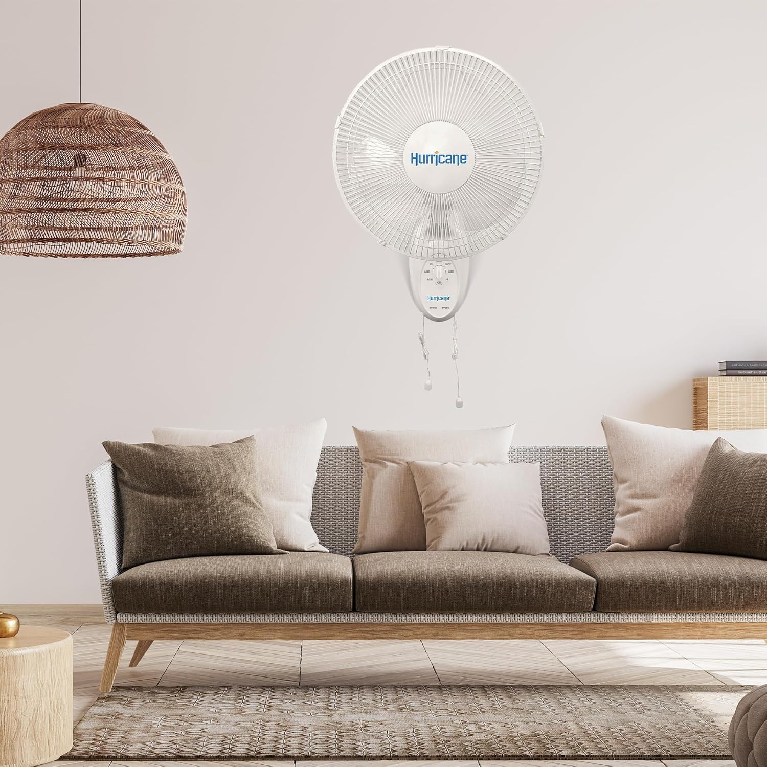 Hurricane 16" Supreme Oscillating Wall Mount Fan w/ 3 Quiet Speeds, White - Corded Electric Air Cooling Unit w/ Easy Pull Cord Controls for Homes, Greenhouses, Garages, Workshops & Gyms - Image 7