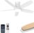 42 Inch Modern Ceiling Fan with Light,White Outdoor Ceiling Fans for Bedroom,Dimmable Low Profile Ceiling Fans with Remote Control Flush Mount,DC Reversible 5 Blades Timer Indoor Ceiling Fan Light