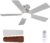 addlon Ceiling Fans with Lights, 42 Inch Low Profile Ceiling Fan with Light And Remote Control, Flush Mount, Reversible, 3CCT, Dimmable, Quiet, Nickel Small Ceiling Fan for Bedroom Indoor/Outdoor Use