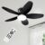 Small Ceiling Fans, 35 Inch Low Profile Ceiling Fan Black Flush Mount Ceiling Fans with Lights and Remote,with 3 Reversible Blades 6 Wind Speeds, Modern Ceiling Fan for Bedroom Kitchen